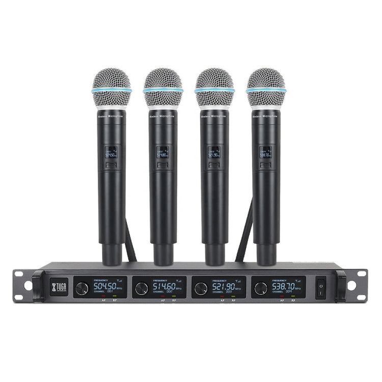 XTUGA A140-H Wireless Microphone System 4 Channel UHF Handheld Microphone(US Plug) - Microphone by XTUGA | Online Shopping South Africa | PMC Jewellery | Buy Now Pay Later Mobicred