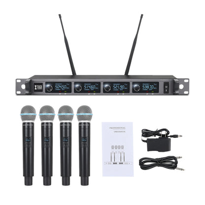 XTUGA A140-H Wireless Microphone System 4 Channel UHF Handheld Microphone(AU Plug) - Microphone by XTUGA | Online Shopping South Africa | PMC Jewellery | Buy Now Pay Later Mobicred