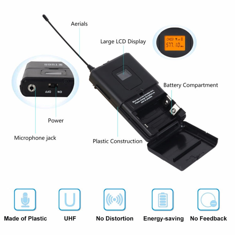 XTUGA A400-HB Professional 4-Channel UHF Wireless Microphone System with 2 Handheld & 2 Headset Microphone(UK Plug) - Microphone by XTUGA | Online Shopping South Africa | PMC Jewellery | Buy Now Pay Later Mobicred