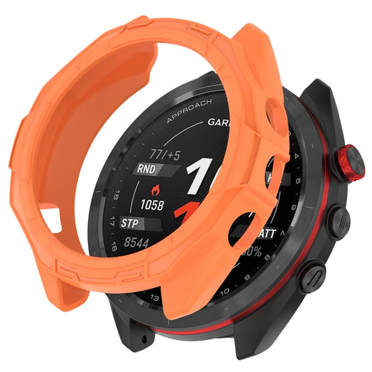 For Garmin Approach S70 42mm Armor Hollow Watch Protective Case(Orange) - Watch Cases by PMC Jewellery | Online Shopping South Africa | PMC Jewellery