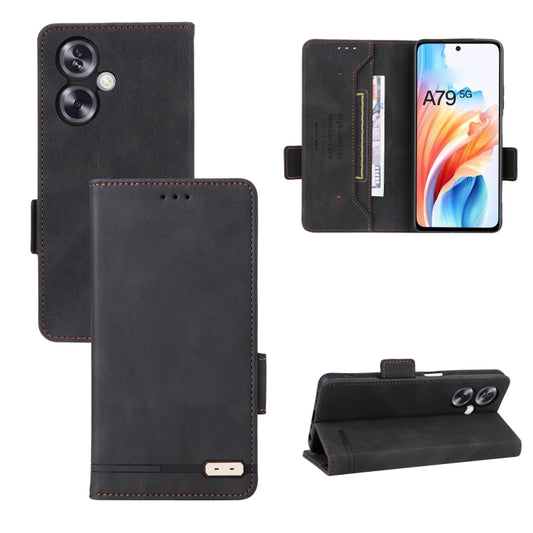 For OPPO A79 5G Magnetic Clasp Leather Phone Case(Black) - OPPO Cases by PMC Jewellery | Online Shopping South Africa | PMC Jewellery
