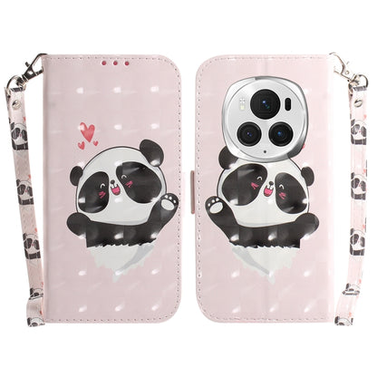 For Honor Magic6 Pro 3D Colored Horizontal Flip Leather Phone Case(Heart Panda) - Honor Cases by PMC Jewellery | Online Shopping South Africa | PMC Jewellery | Buy Now Pay Later Mobicred