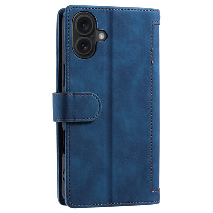 For iPhone 16 Plus Nine Card Zipper Bag Leather Phone Case with Lanyard(Blue) - iPhone 16 Plus Cases by PMC Jewellery | Online Shopping South Africa | PMC Jewellery | Buy Now Pay Later Mobicred