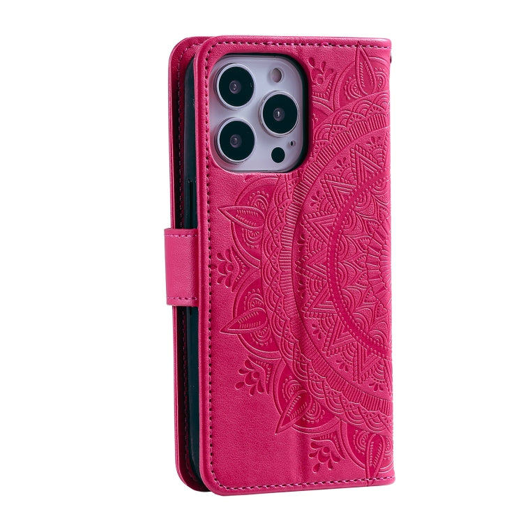 For iPhone 16 Pro Max Totem Flower Embossed Leather Phone Case(Red) - iPhone 16 Pro Max Cases by PMC Jewellery | Online Shopping South Africa | PMC Jewellery | Buy Now Pay Later Mobicred