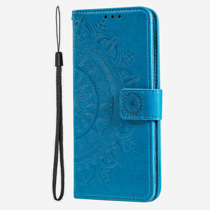 For iPhone 16 Plus Totem Flower Embossed Leather Phone Case(Blue) - iPhone 16 Plus Cases by PMC Jewellery | Online Shopping South Africa | PMC Jewellery | Buy Now Pay Later Mobicred