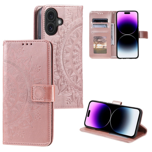 For iPhone 16 Totem Flower Embossed Leather Phone Case(Gold) - iPhone 16 Cases by PMC Jewellery | Online Shopping South Africa | PMC Jewellery | Buy Now Pay Later Mobicred