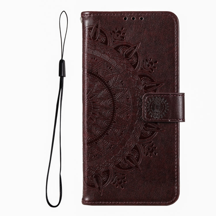 For iPhone 16 Totem Flower Embossed Leather Phone Case(Brown) - iPhone 16 Cases by PMC Jewellery | Online Shopping South Africa | PMC Jewellery | Buy Now Pay Later Mobicred