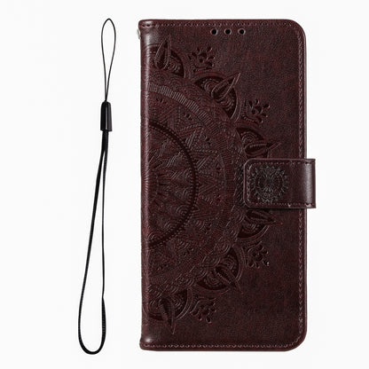 For iPhone 16 Totem Flower Embossed Leather Phone Case(Brown) - iPhone 16 Cases by PMC Jewellery | Online Shopping South Africa | PMC Jewellery | Buy Now Pay Later Mobicred