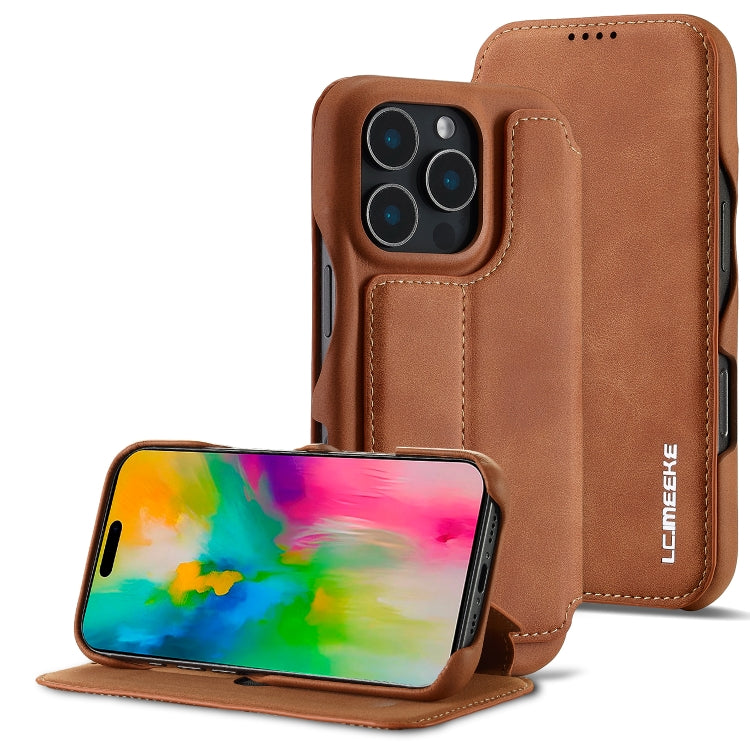 For iPhone 16 Pro Max LC.IMEEKE Hon Ancient Series Flip Leather Phone Case(Brown) - iPhone 16 Pro Max Cases by LC.IMEEKE | Online Shopping South Africa | PMC Jewellery | Buy Now Pay Later Mobicred