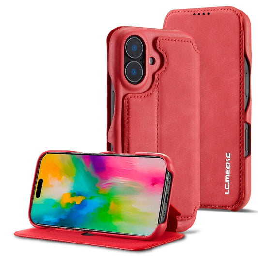 For iPhone 16 LC.IMEEKE Hon Ancient Series Flip Leather Phone Case(Red) - iPhone 16 Cases by LC.IMEEKE | Online Shopping South Africa | PMC Jewellery | Buy Now Pay Later Mobicred