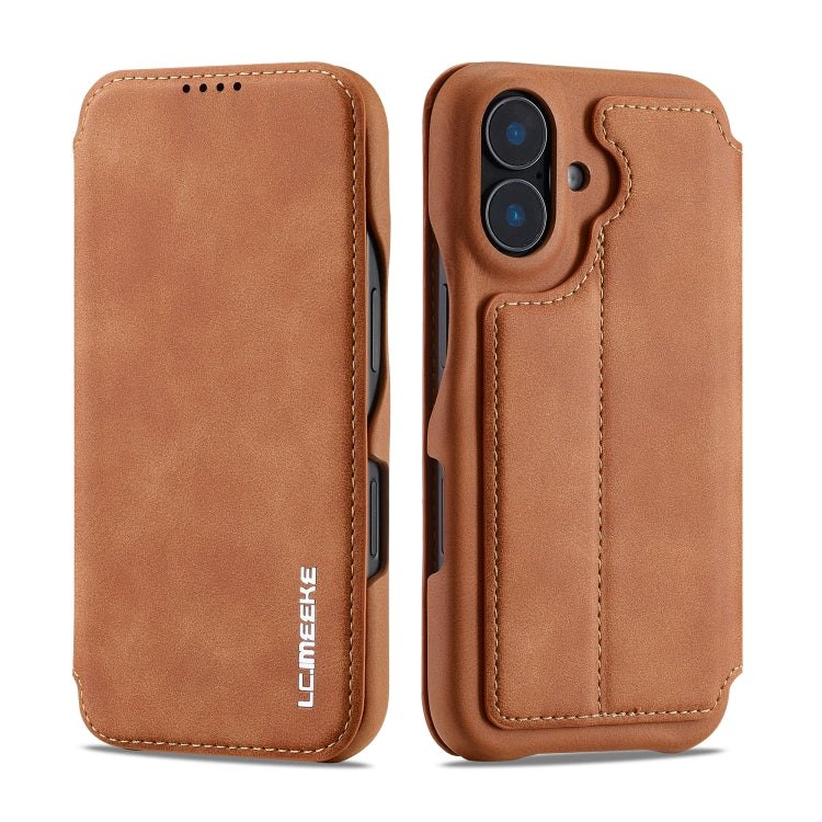 For iPhone 16 LC.IMEEKE Hon Ancient Series Flip Leather Phone Case(Brown) - iPhone 16 Cases by LC.IMEEKE | Online Shopping South Africa | PMC Jewellery | Buy Now Pay Later Mobicred