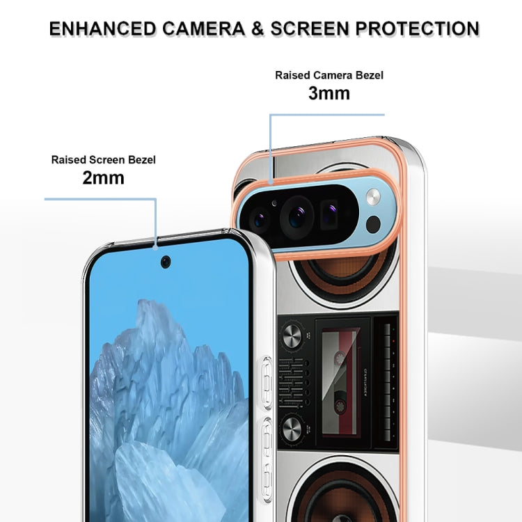 For Google Pixel 9 / 9 Pro Electroplating Dual-side IMD Phone Case(Retro Radio) - Google Cases by PMC Jewellery | Online Shopping South Africa | PMC Jewellery | Buy Now Pay Later Mobicred