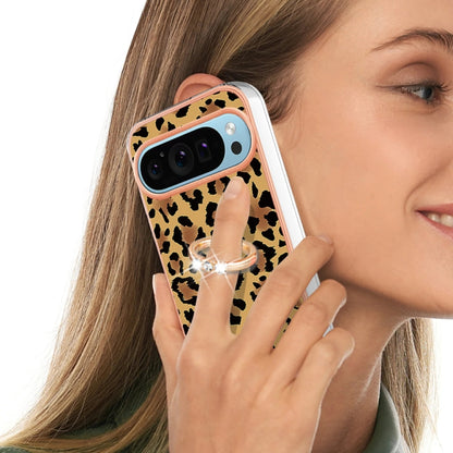 For Google Pixel 9 Pro XL Electroplating Dual-side IMD Phone Case with Ring Holder(Leopard Print) - Google Cases by PMC Jewellery | Online Shopping South Africa | PMC Jewellery | Buy Now Pay Later Mobicred