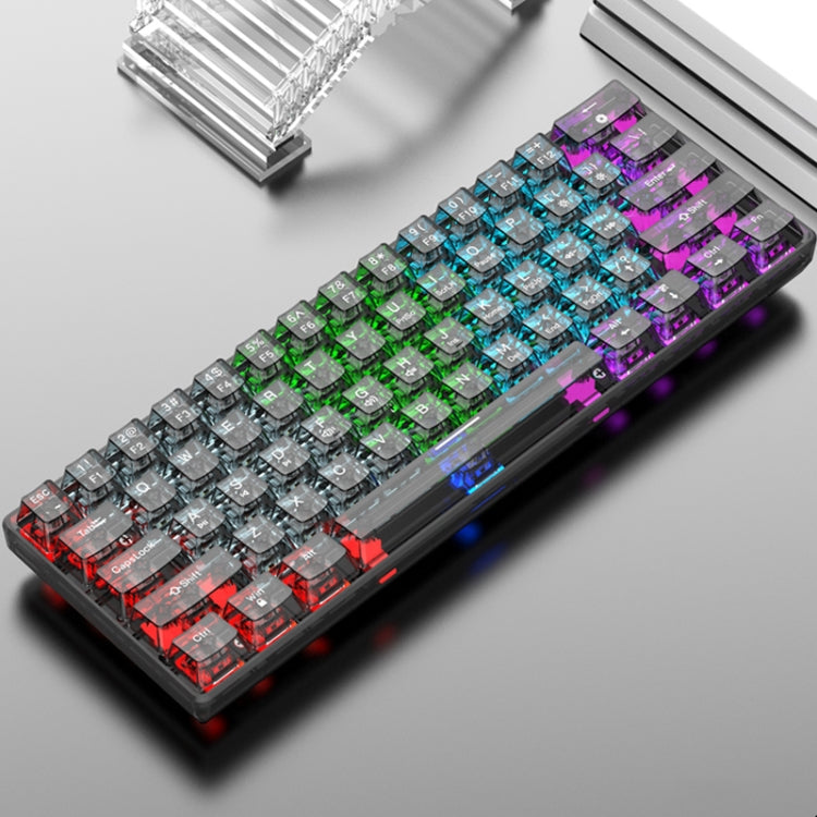 XUNFOX K30 Transparent 61-Keys Blacklit Wired Mechanical Keyboard, Cable Length: 1.5m(Black) - Wired Keyboard by PMC Jewellery | Online Shopping South Africa | PMC Jewellery | Buy Now Pay Later Mobicred