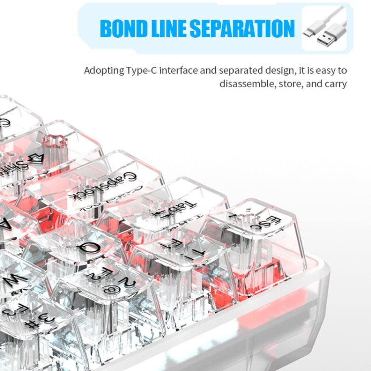 XUNFOX K30 Transparent 61-Keys Blacklit Wired Mechanical Keyboard, Cable Length: 1.5m(White) - Wired Keyboard by PMC Jewellery | Online Shopping South Africa | PMC Jewellery | Buy Now Pay Later Mobicred