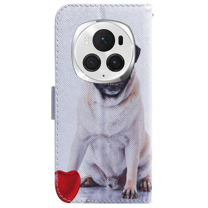 For Honor Magic6 Pro Coloured Drawing Flip Leather Phone Case(Pug) - Honor Cases by PMC Jewellery | Online Shopping South Africa | PMC Jewellery | Buy Now Pay Later Mobicred