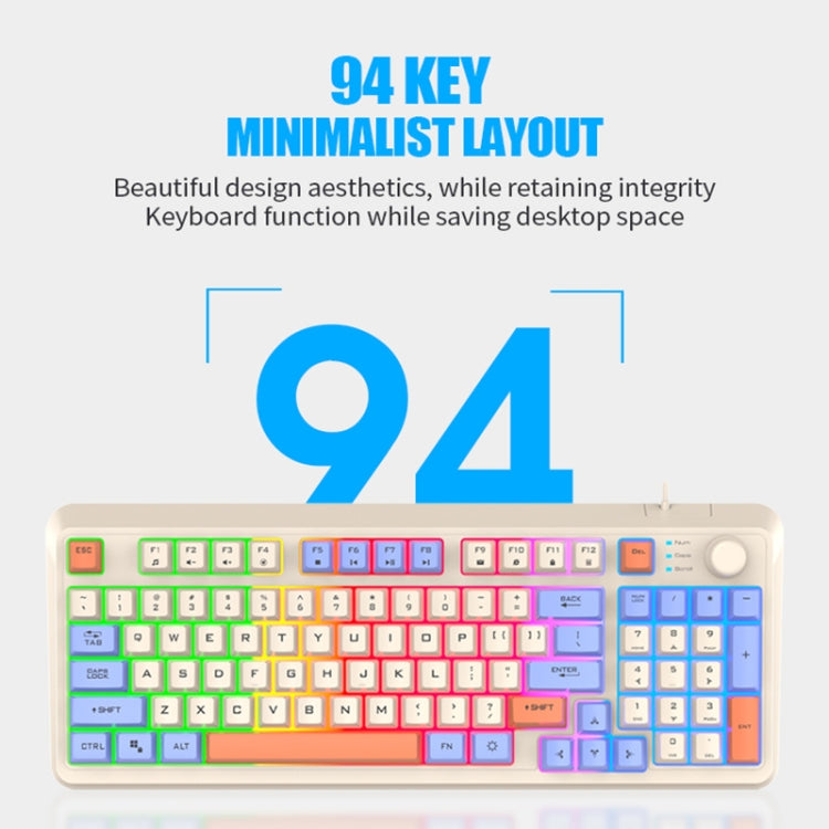 XUNFOX K82 Three-colors 94-Keys Blacklit USB Wired Gaming Keyboard, Cable Length: 1.5m(Bee) - Wired Keyboard by PMC Jewellery | Online Shopping South Africa | PMC Jewellery | Buy Now Pay Later Mobicred