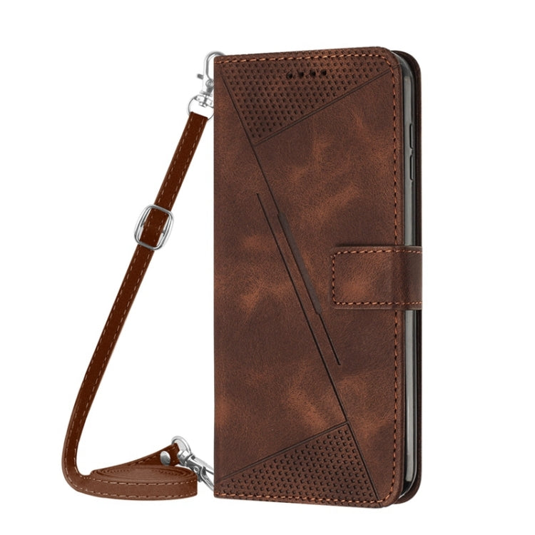 For OPPO A54 / A74 / A93 Dream Triangle Leather Phone Case with Lanyard(Brown) - OPPO Cases by PMC Jewellery | Online Shopping South Africa | PMC Jewellery | Buy Now Pay Later Mobicred