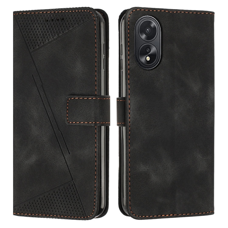 For OPPO A38 Dream Triangle Leather Phone Case with Lanyard(Black) - A38 Cases by PMC Jewellery | Online Shopping South Africa | PMC Jewellery | Buy Now Pay Later Mobicred