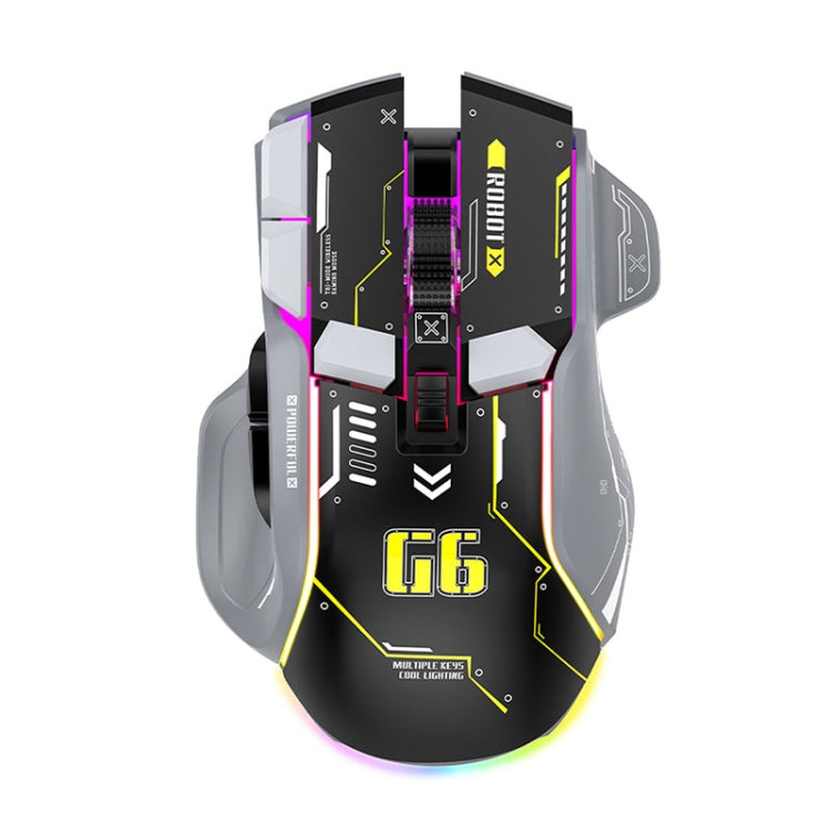 HXSJ G6 10 Keys RGB 12800DPI Tri-mode Wireless Gaming Mouse(Black) - Wireless Mice by HXSJ | Online Shopping South Africa | PMC Jewellery | Buy Now Pay Later Mobicred