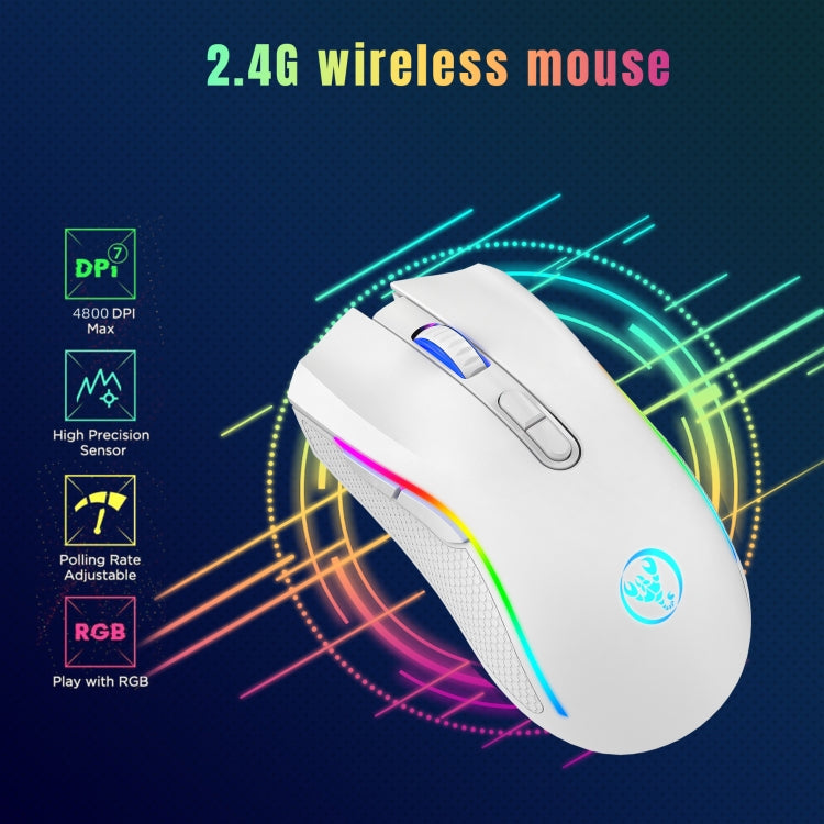 HXSJ L96 2.4G Wireless RGB Backlit Keyboard and Mouse Set 104 Pudding Key Caps + 4800DPI Mouse(White) - Wireless Keyboard by HXSJ | Online Shopping South Africa | PMC Jewellery | Buy Now Pay Later Mobicred