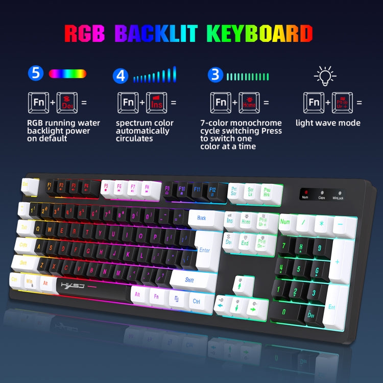 HXSJ L98 2.4G Wireless RGB Keyboard and Mouse Set 104 Keys + 1600DPI Mouse(Black) - Wireless Keyboard by HXSJ | Online Shopping South Africa | PMC Jewellery | Buy Now Pay Later Mobicred