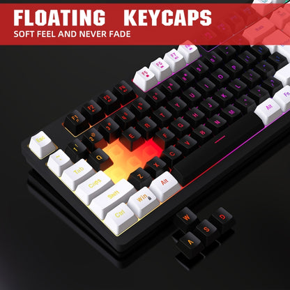 HXSJ L98 2.4G Wireless RGB Keyboard and Mouse Set 104 Keys + 1600DPI Mouse(White) - Wireless Keyboard by HXSJ | Online Shopping South Africa | PMC Jewellery | Buy Now Pay Later Mobicred