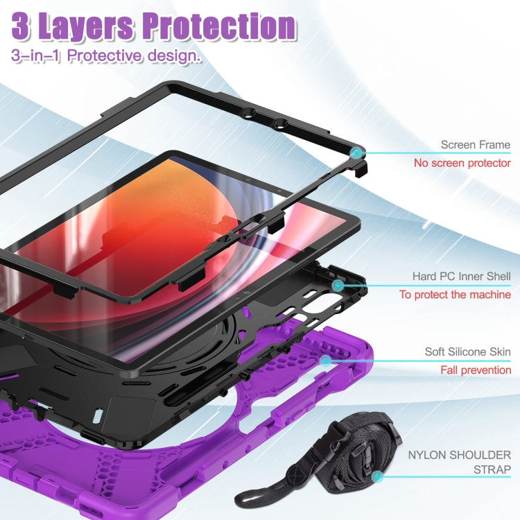 For Samsung Galaxy Tab S9 / S8 / S7 Silicone Hybrid PC Tablet Case with Holder & Shoulder Strap(Purple) - Other Galaxy Tab PC by PMC Jewellery | Online Shopping South Africa | PMC Jewellery | Buy Now Pay Later Mobicred