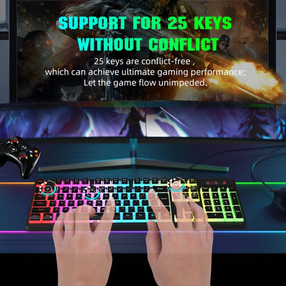 HXSJ L200 Wired RGB Backlit Keyboard 104 Pudding Key Caps(White) - Wired Keyboard by HXSJ | Online Shopping South Africa | PMC Jewellery | Buy Now Pay Later Mobicred