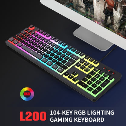 HXSJ L200 Wired RGB Backlit Keyboard 104 Pudding Key Caps(Black) - Wired Keyboard by HXSJ | Online Shopping South Africa | PMC Jewellery | Buy Now Pay Later Mobicred