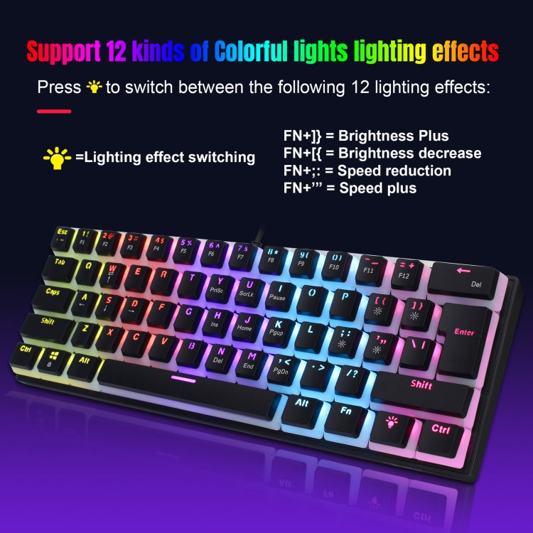 HXSJ L700 Wired RGB Mechanical Keyboard 61 Pudding Key Caps(Black) - Wired Keyboard by HXSJ | Online Shopping South Africa | PMC Jewellery | Buy Now Pay Later Mobicred