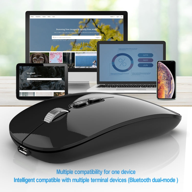 HXSJ M103 1600DPI UV Dual Mode 2.4GHz + Bluetooth 5.1 Wireless Rechargeable Mouse(Black) - Wireless Mice by HXSJ | Online Shopping South Africa | PMC Jewellery | Buy Now Pay Later Mobicred