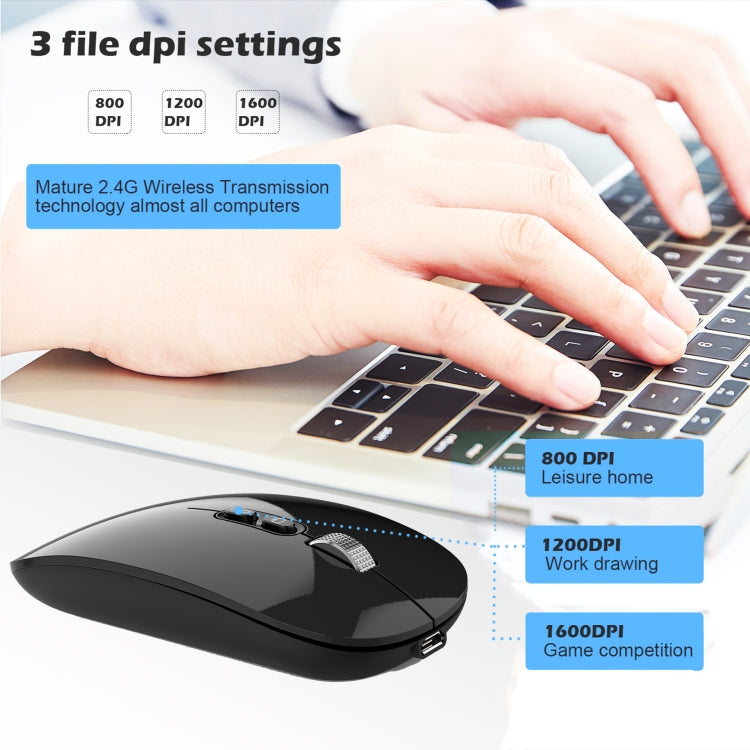 HXSJ M103 1600DPI Dual Mode 2.4GHz + Bluetooth 5.1 Wireless Rechargeable Mouse(Silver) - Wireless Mice by HXSJ | Online Shopping South Africa | PMC Jewellery | Buy Now Pay Later Mobicred