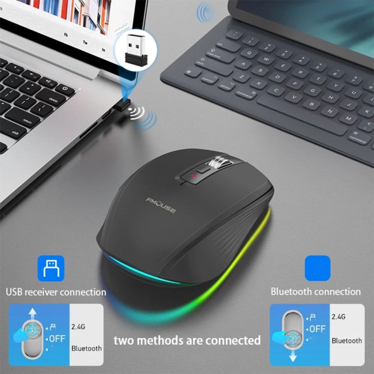 HXSJ M303 2400DPI Dual Mode 2.4GHz + Bluetooth 5.1 Wireless Mouse(Black) - Wireless Mice by HXSJ | Online Shopping South Africa | PMC Jewellery | Buy Now Pay Later Mobicred