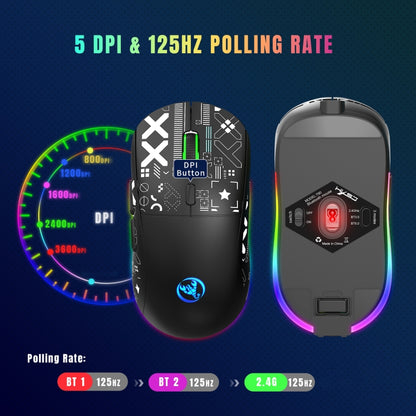 HXSJ T90 RGB Light Three-mode Wireless Gaming Mouse(Black) - Wireless Mice by HXSJ | Online Shopping South Africa | PMC Jewellery