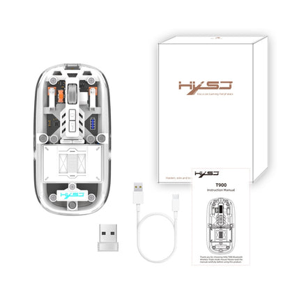 HXSJ T900 Transparent Magnet Three-mode Wireless Gaming Mouse(White) - Wireless Mice by HXSJ | Online Shopping South Africa | PMC Jewellery | Buy Now Pay Later Mobicred