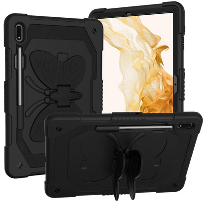 For Samsung Galaxy Tab S9 Butterfly Kickstand Heavy Duty Hard Rugged Tablet Case(Black) - Galaxy Tab S9 Cases by PMC Jewellery | Online Shopping South Africa | PMC Jewellery | Buy Now Pay Later Mobicred