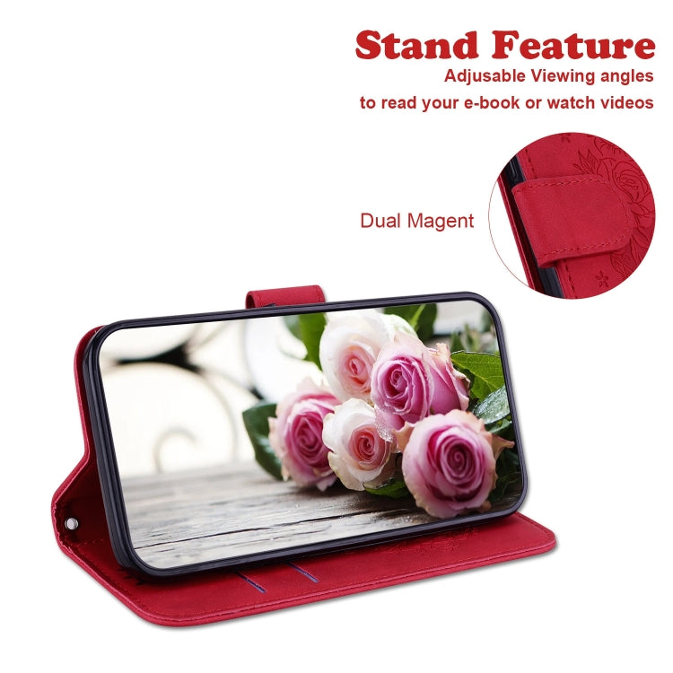 For Honor Magic6 Pro Butterfly Rose Embossed Leather Phone Case(Red) - Honor Cases by PMC Jewellery | Online Shopping South Africa | PMC Jewellery | Buy Now Pay Later Mobicred