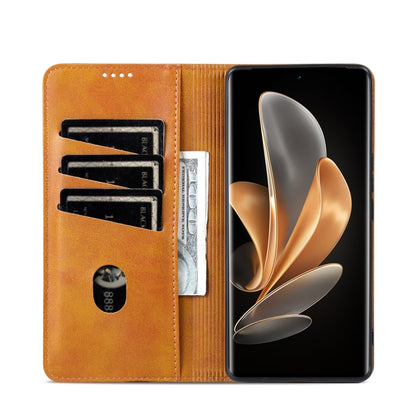 For OPPO Reno11 China AZNS Magnetic Calf Texture Flip Leather Phone Case(Light Brown) - Reno11 Cases by AZNS | Online Shopping South Africa | PMC Jewellery | Buy Now Pay Later Mobicred