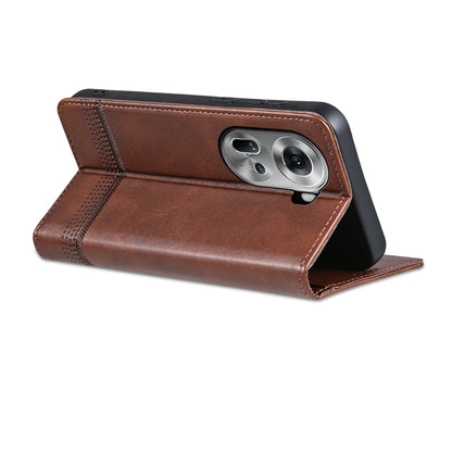 For OPPO Reno11 Global AZNS Magnetic Calf Texture Flip Leather Phone Case(Dark Brown) - Reno11 Cases by AZNS | Online Shopping South Africa | PMC Jewellery | Buy Now Pay Later Mobicred