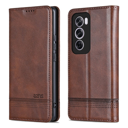 For OPPO Reno12 Pro Global AZNS Magnetic Calf Texture Flip Leather Phone Case(Dark Brown) - Reno12 Pro Cases by AZNS | Online Shopping South Africa | PMC Jewellery | Buy Now Pay Later Mobicred