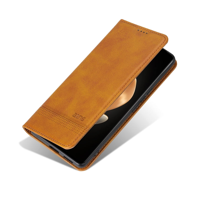 For OPPO Reno12 F 4G AZNS Magnetic Calf Texture Flip Leather Phone Case(Light Brown) - Reno12 F Cases by AZNS | Online Shopping South Africa | PMC Jewellery | Buy Now Pay Later Mobicred