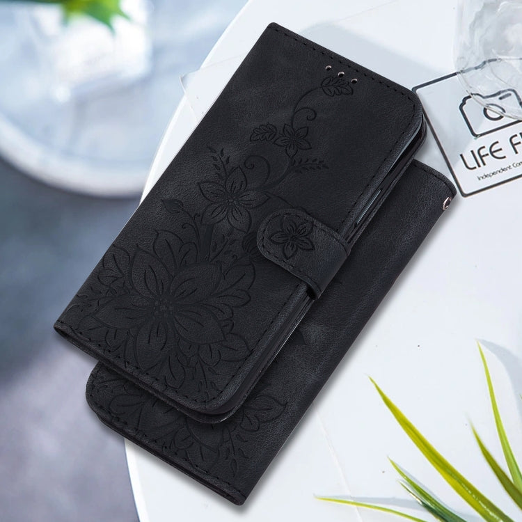 For Google Pixel 9 Pro Lily Embossed Leather Phone Case(Black) - Google Cases by PMC Jewellery | Online Shopping South Africa | PMC Jewellery | Buy Now Pay Later Mobicred