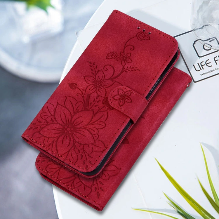 For Google Pixel 9 Lily Embossed Leather Phone Case(Red) - Google Cases by PMC Jewellery | Online Shopping South Africa | PMC Jewellery | Buy Now Pay Later Mobicred