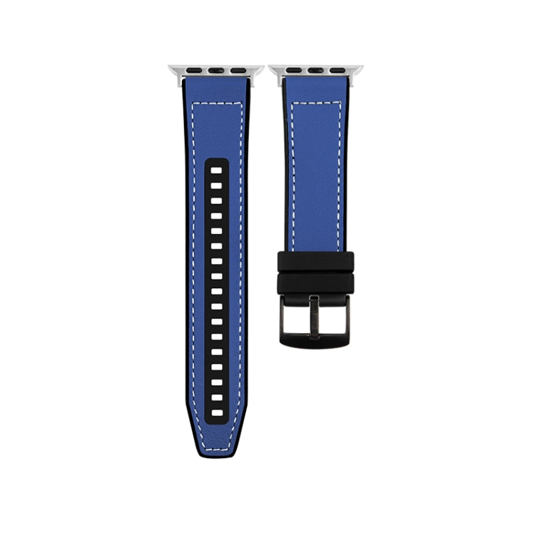 For Apple Watch Ultra 2 49mm Hybrid Leather Silicone Watch Band(Blue) - Watch Bands by PMC Jewellery | Online Shopping South Africa | PMC Jewellery