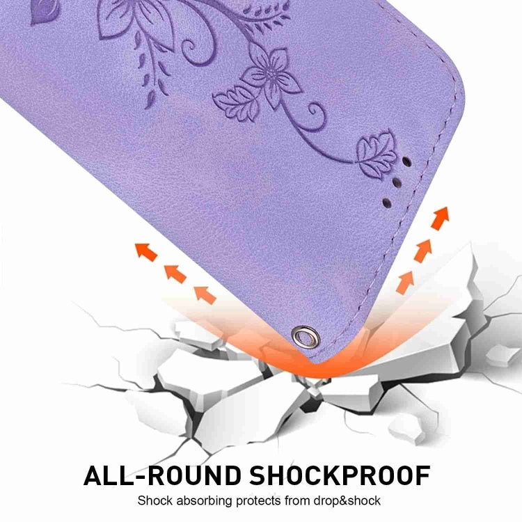 For Motorola Edge 2024 Lily Embossed Leather Phone Case(Purple) - Motorola Cases by PMC Jewellery | Online Shopping South Africa | PMC Jewellery | Buy Now Pay Later Mobicred