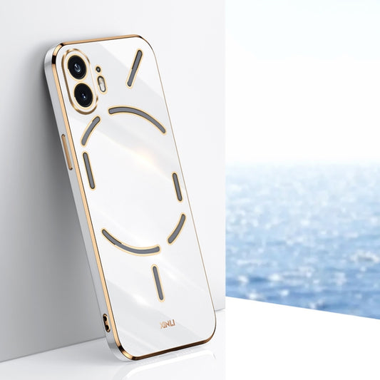 For Nothing Phone 2 XINLI Straight Edge 6D Electroplate TPU Phone Case(White) - More Brand by XINLI | Online Shopping South Africa | PMC Jewellery | Buy Now Pay Later Mobicred