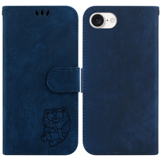 For iPhone SE 2024 Little Tiger Embossed Leather Phone Case(Dark Blue) - More iPhone Cases by PMC Jewellery | Online Shopping South Africa | PMC Jewellery | Buy Now Pay Later Mobicred