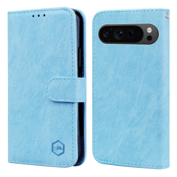 For Google Pixel 9 Skin Feeling Oil Leather Texture PU + TPU Phone Case(Light Blue) - Google Cases by PMC Jewellery | Online Shopping South Africa | PMC Jewellery | Buy Now Pay Later Mobicred