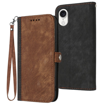 For iPhone SE 2024 Side Buckle Double Fold Hand Strap Leather Phone Case(Brown) - More iPhone Cases by PMC Jewellery | Online Shopping South Africa | PMC Jewellery | Buy Now Pay Later Mobicred